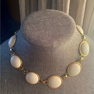 Monet Vintage White/Gold Tone Necklace
